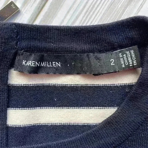Karen Millen mixed media stripes long sleeve crewneck sweater - Picture 5 of 5